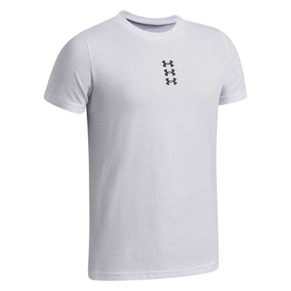 White-Black - Side - Under Armour Childrens-Kids Performance Triple Logo Basketball T-Shirt
