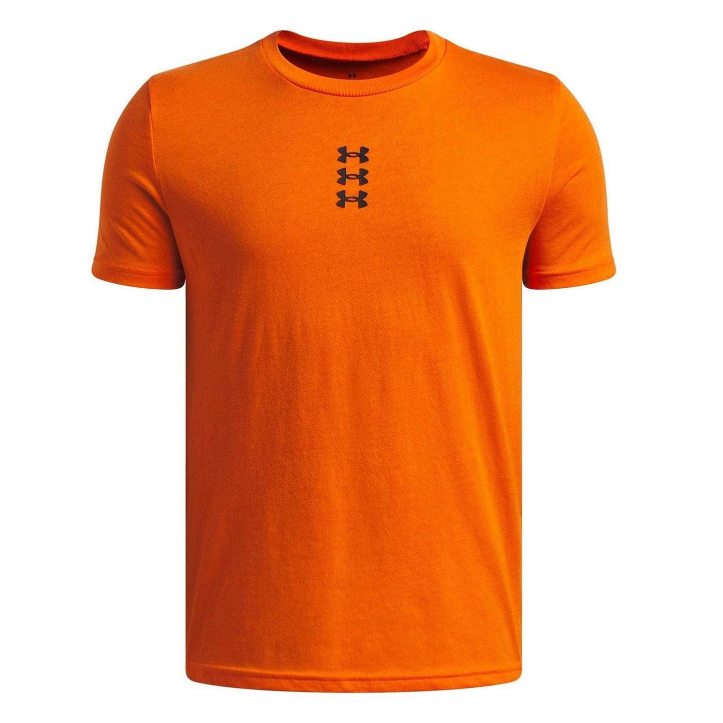 Orange-Black - Front - Under Armour Childrens-Kids Performance Triple Logo Basketball T-Shirt