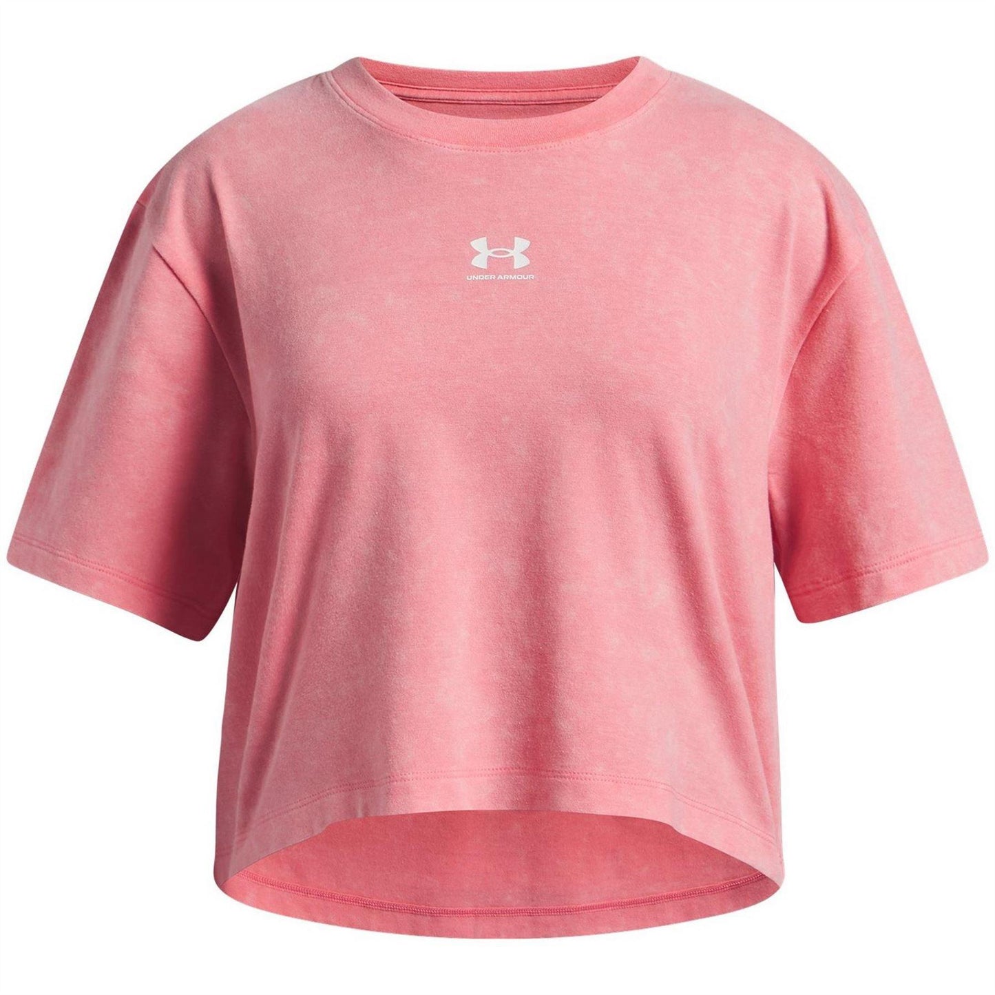 Pink-White - Front - Under Armour Childrens-Kids Rival Relaxed Fit T-Shirt