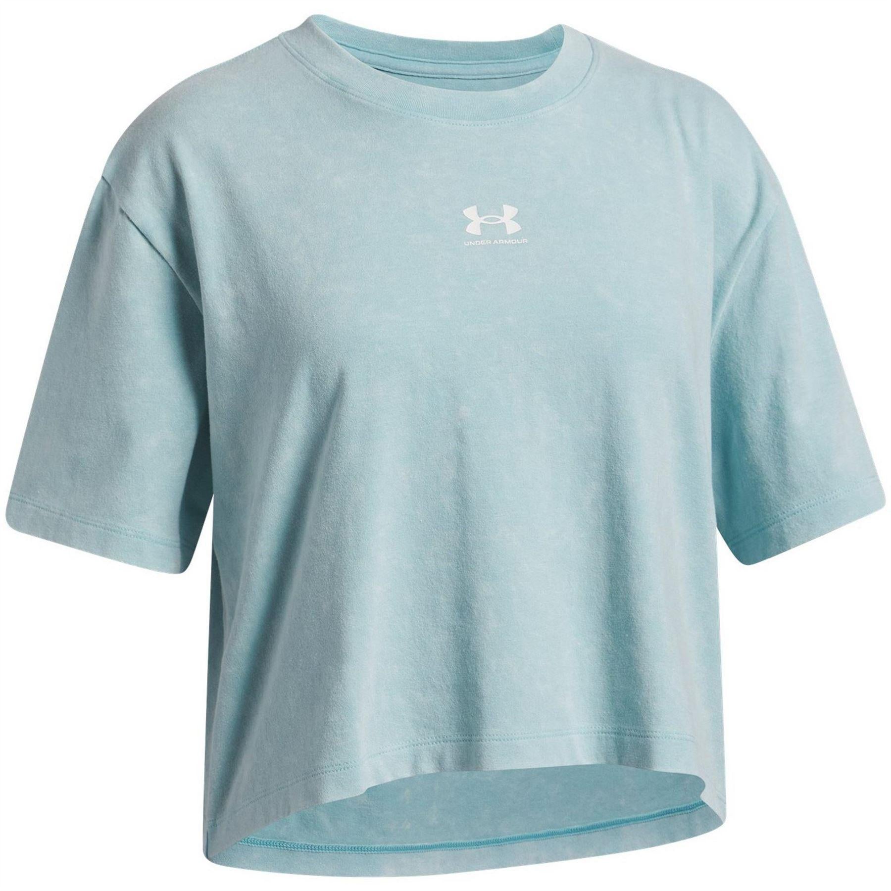 Blue Haze-White - Side - Under Armour Childrens-Kids Rival Relaxed Fit T-Shirt