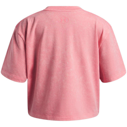 Pink-White - Back - Under Armour Childrens-Kids Rival Relaxed Fit T-Shirt