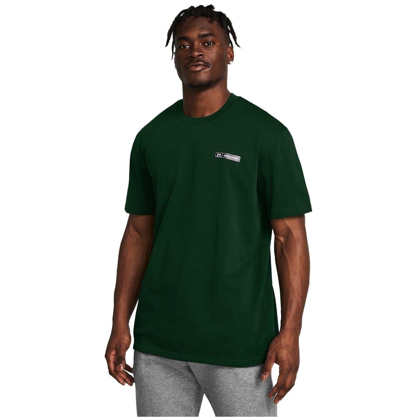 Green - Side - Under Armour Mens Performance Heavyweight Gym T-Shirt