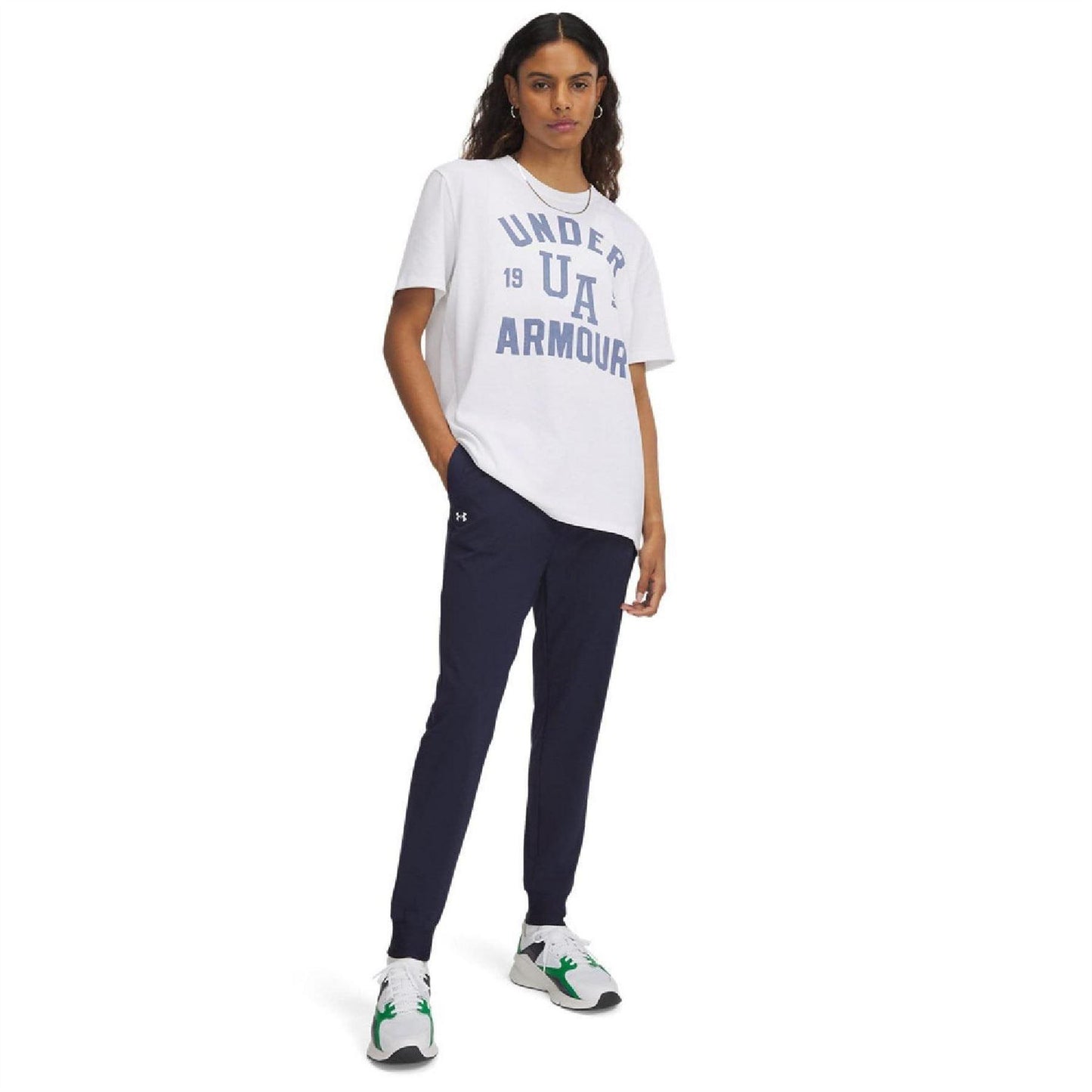 White - Side - Under Armour Womens-Ladies Oversized T-Shirt