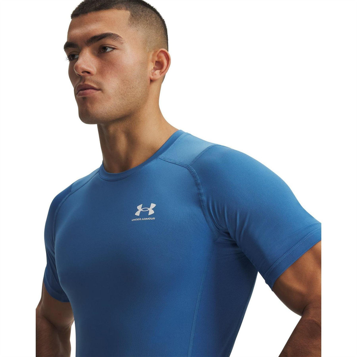 Blue-White - Side - Under Armour Mens HeatGear Training T-Shirt
