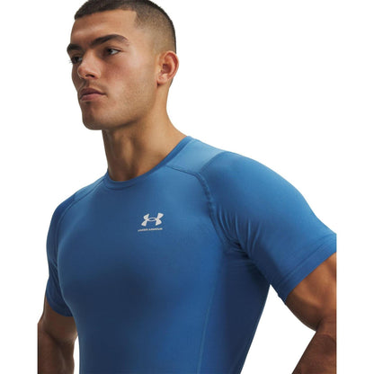 Blue-White - Side - Under Armour Mens HeatGear Training T-Shirt