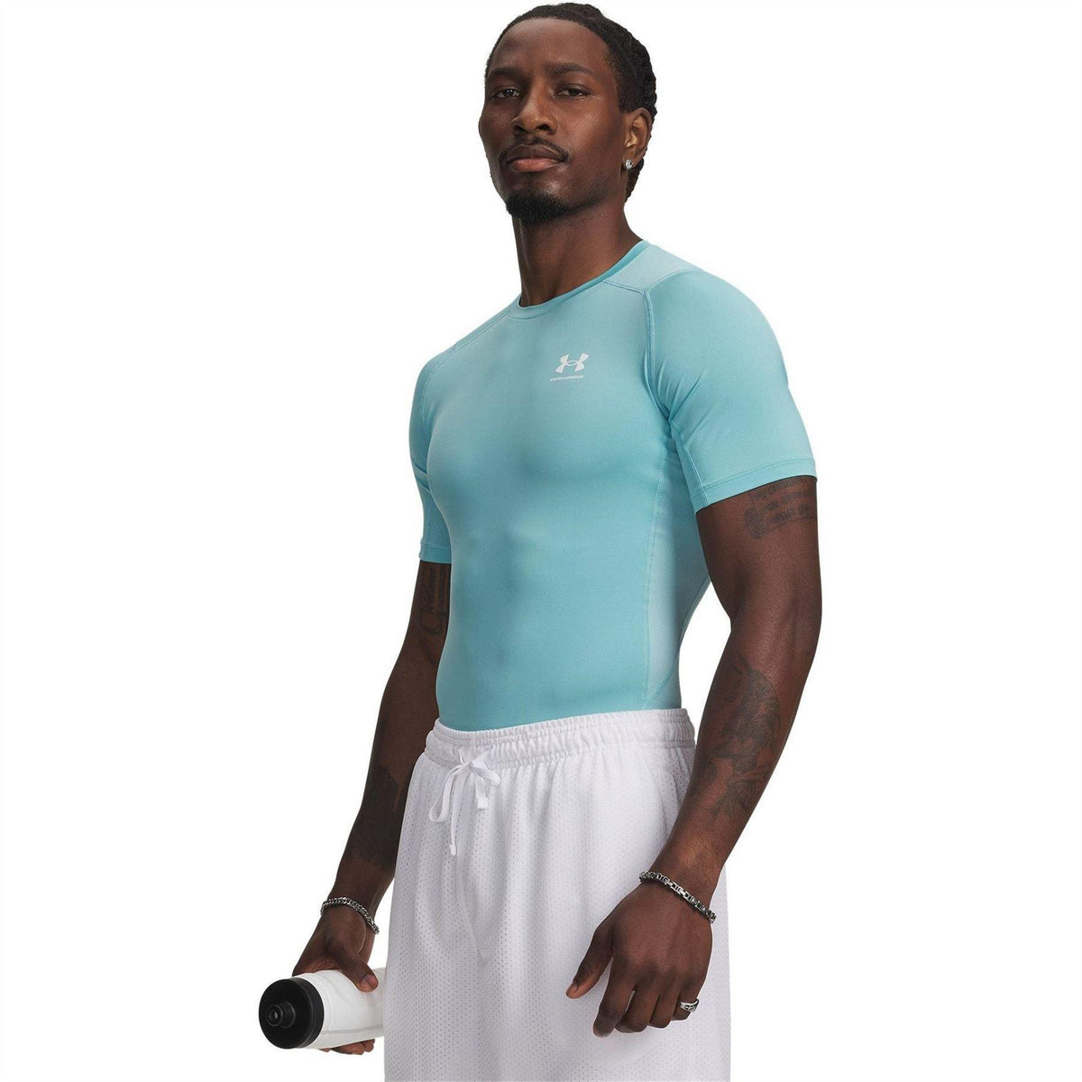 Blue Haze-White - Front - Under Armour Mens HeatGear Training T-Shirt