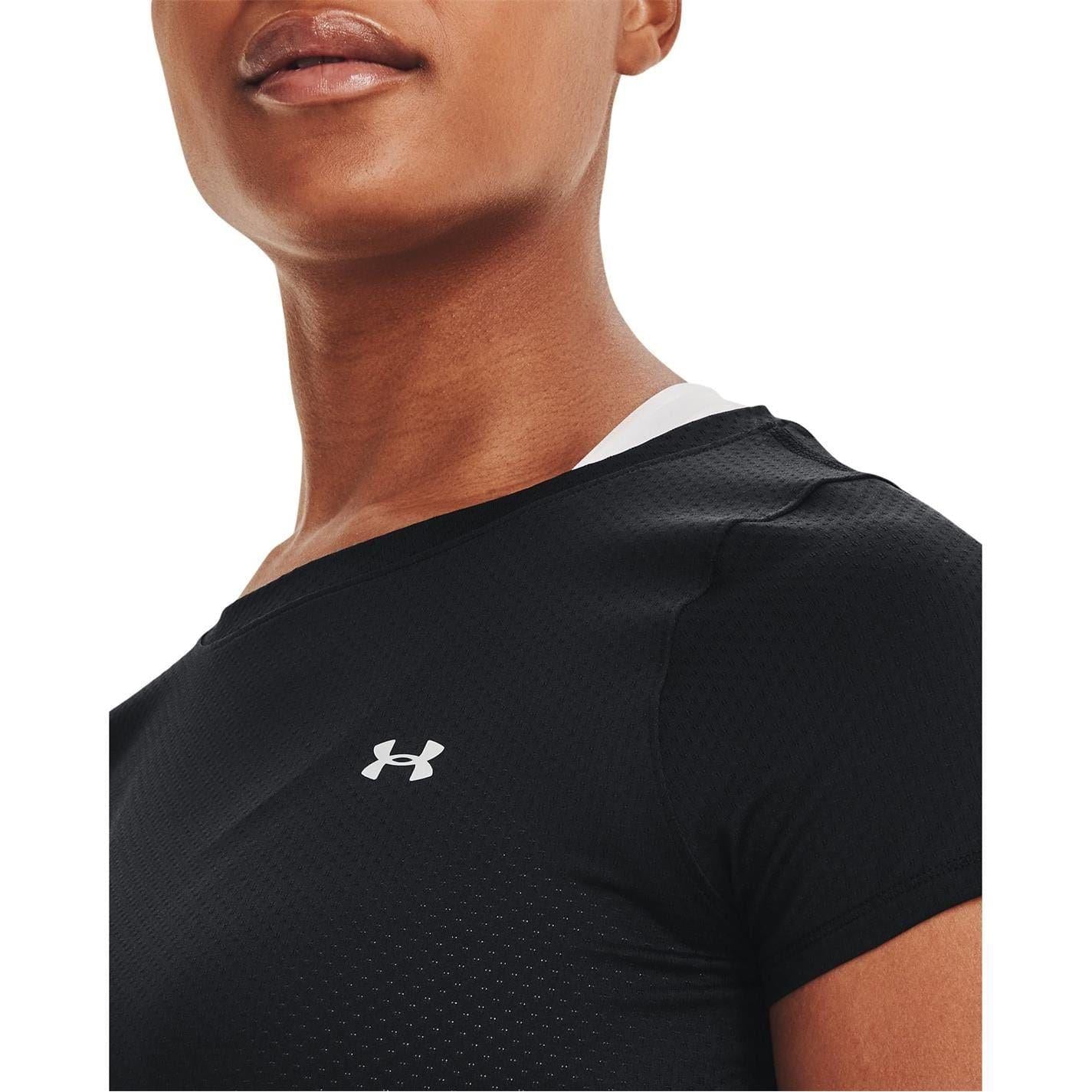 Black - Pack Shot - Under Armour Womens-Ladies Performance HeatGear Short-Sleeved Training T-Shirt