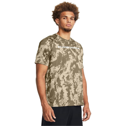 Khaki Green - Back - Under Armour Mens Camo Technical Regular T-Shirt