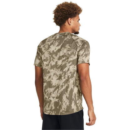 Khaki Green - Side - Under Armour Mens Camo Technical Regular T-Shirt