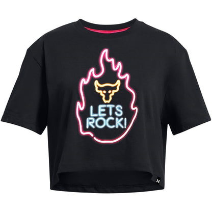 Black - Front - Under Armour Childrens-Kids Project Rock Flames T-Shirt