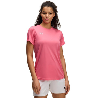 Pink-White - Front - Under Armour Womens-Ladies Challenger Training T-Shirt