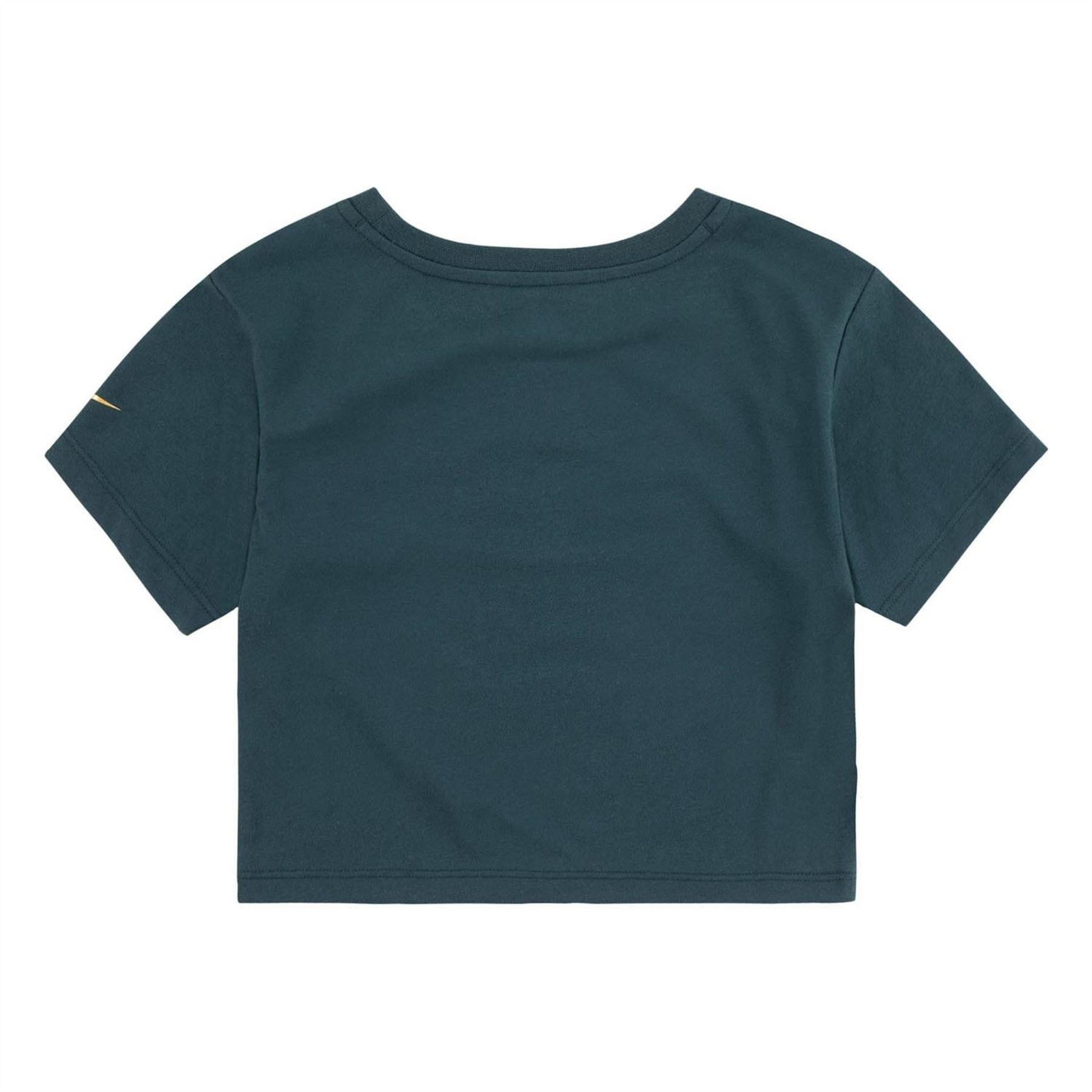 Green - Back - Nike Childrens-Kids Just Do It Shiny Crop T-Shirt
