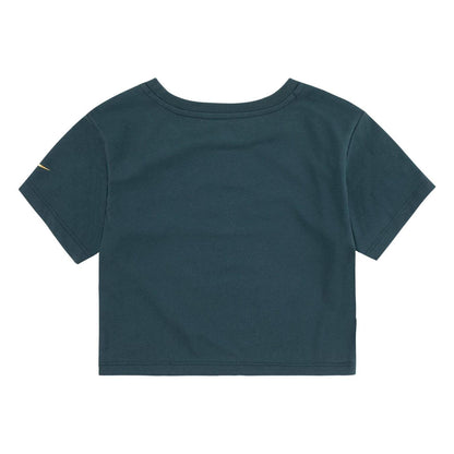 Green - Back - Nike Childrens-Kids Just Do It Shiny Crop T-Shirt