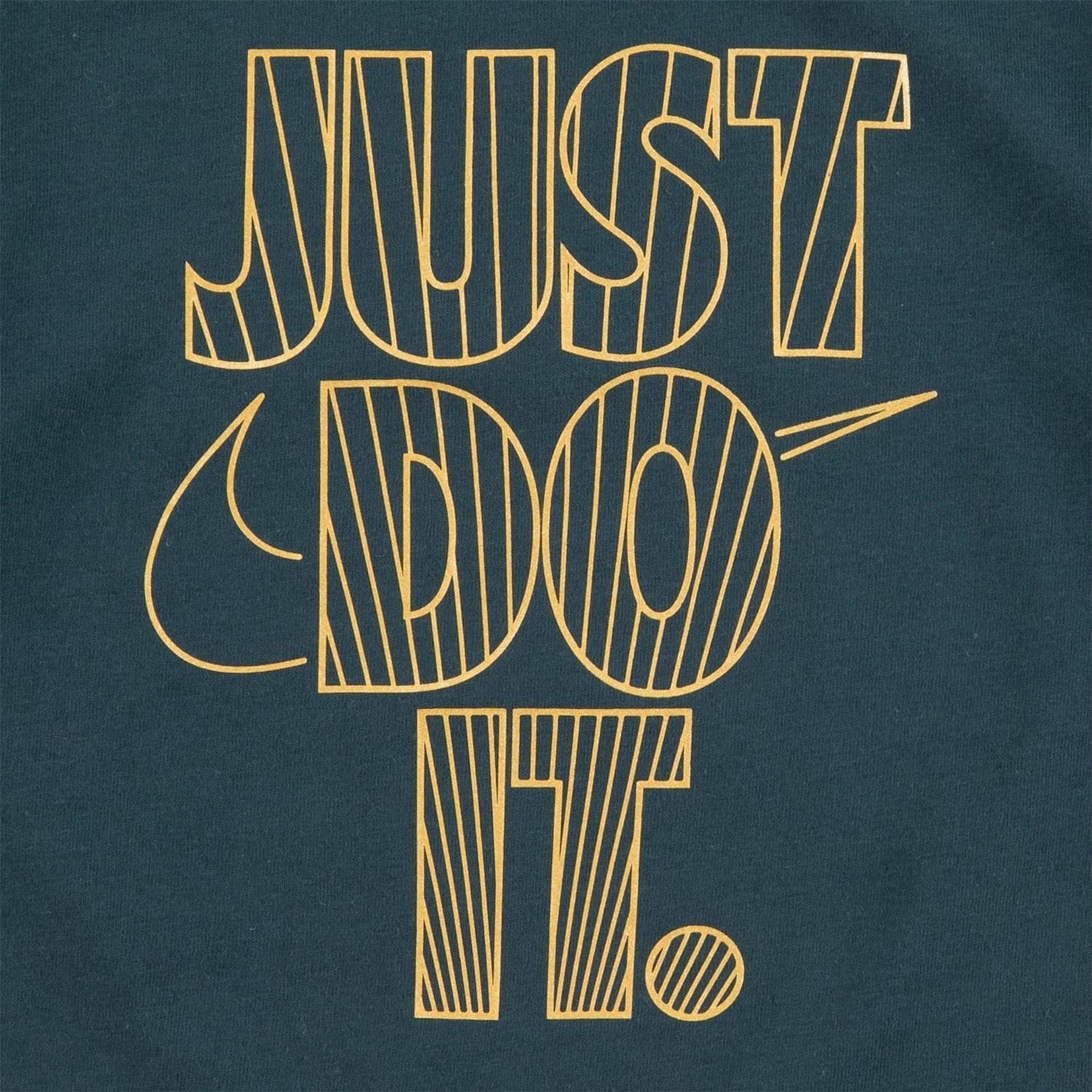Green - Side - Nike Childrens-Kids Just Do It Shiny Crop T-Shirt