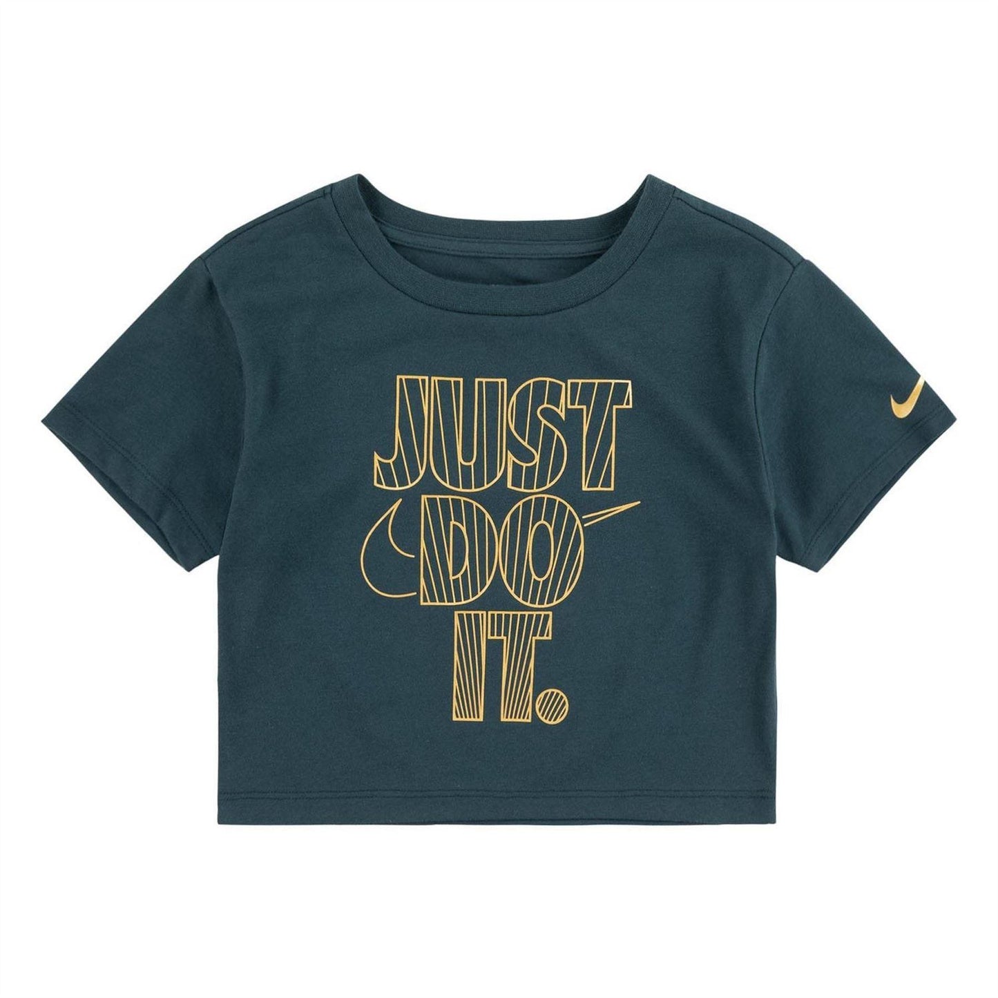 Green - Front - Nike Childrens-Kids Just Do It Shiny Crop T-Shirt