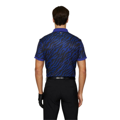 Navy-Black - Back - J.Lindeberg Mens Tour Tech Zebra Print Polo Shirt