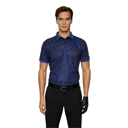 Navy-Black - Lifestyle - J.Lindeberg Mens Tour Tech Zebra Print Polo Shirt