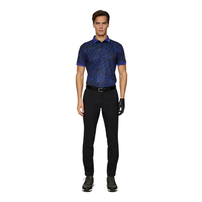 Navy-Black - Pack Shot - J.Lindeberg Mens Tour Tech Zebra Print Polo Shirt