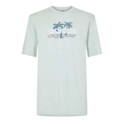 Linen Green - Front - Adidas Mens T-Shirt