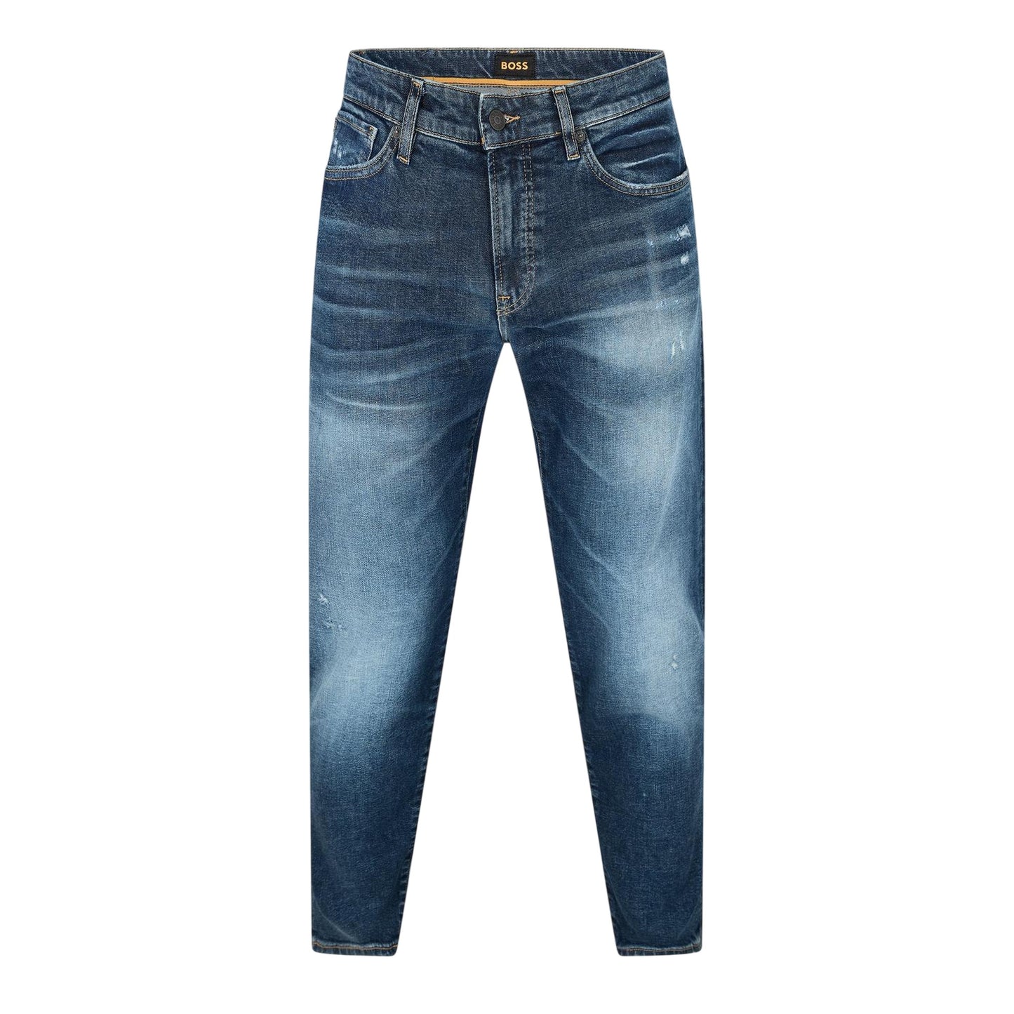 Medium Blue - Front - Boss Mens Denim Mid Rise Slim Jeans