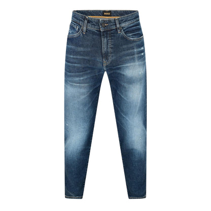 Medium Blue - Front - Boss Mens Denim Mid Rise Slim Jeans