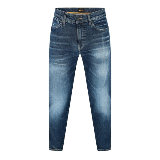 Medium Blue - Front - Boss Mens Denim Mid Rise Slim Jeans
