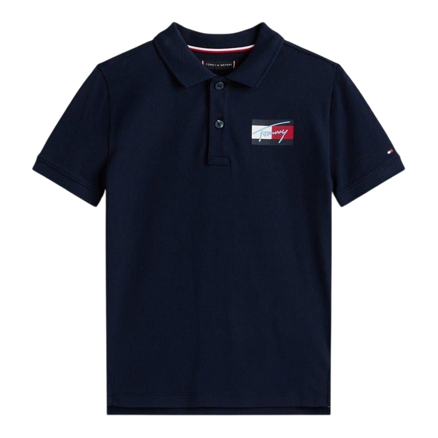 Night Navy - Back - Tommy Hilfiger Childrens-Kids Script Flag Regular Polo Shirt