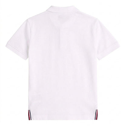 White - Back - Tommy Hilfiger Childrens-Kids Script Flag Regular Polo Shirt