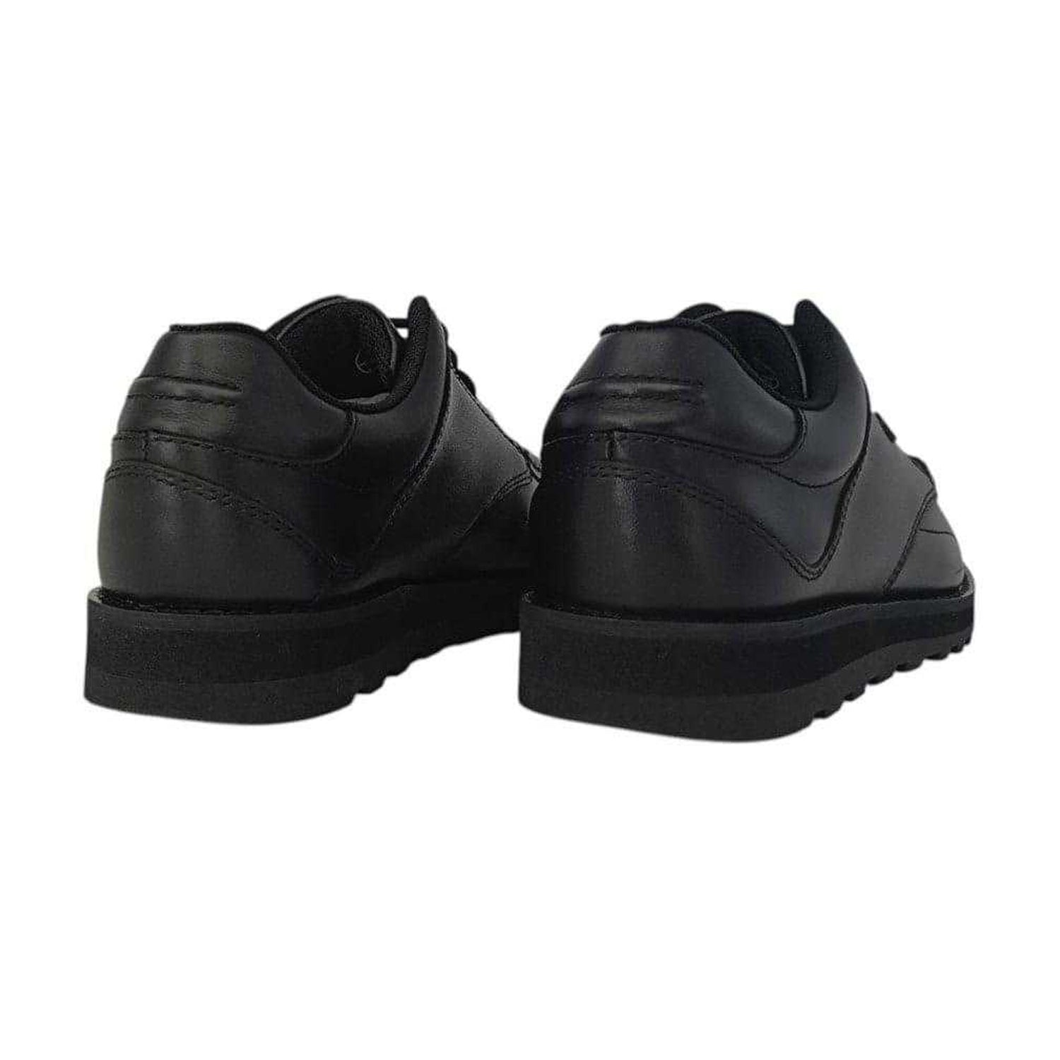 Black - Back - Pretty Green Childrens-Kids Harrow Classic Leather Flat School Shoes