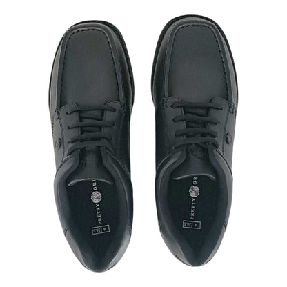 Black - Pack Shot - Pretty Green Childrens-Kids Harrow Classic Leather Flat School Shoes