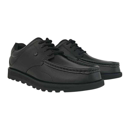 Black - Front - Pretty Green Childrens-Kids Harrow Classic Leather Flat School Shoes