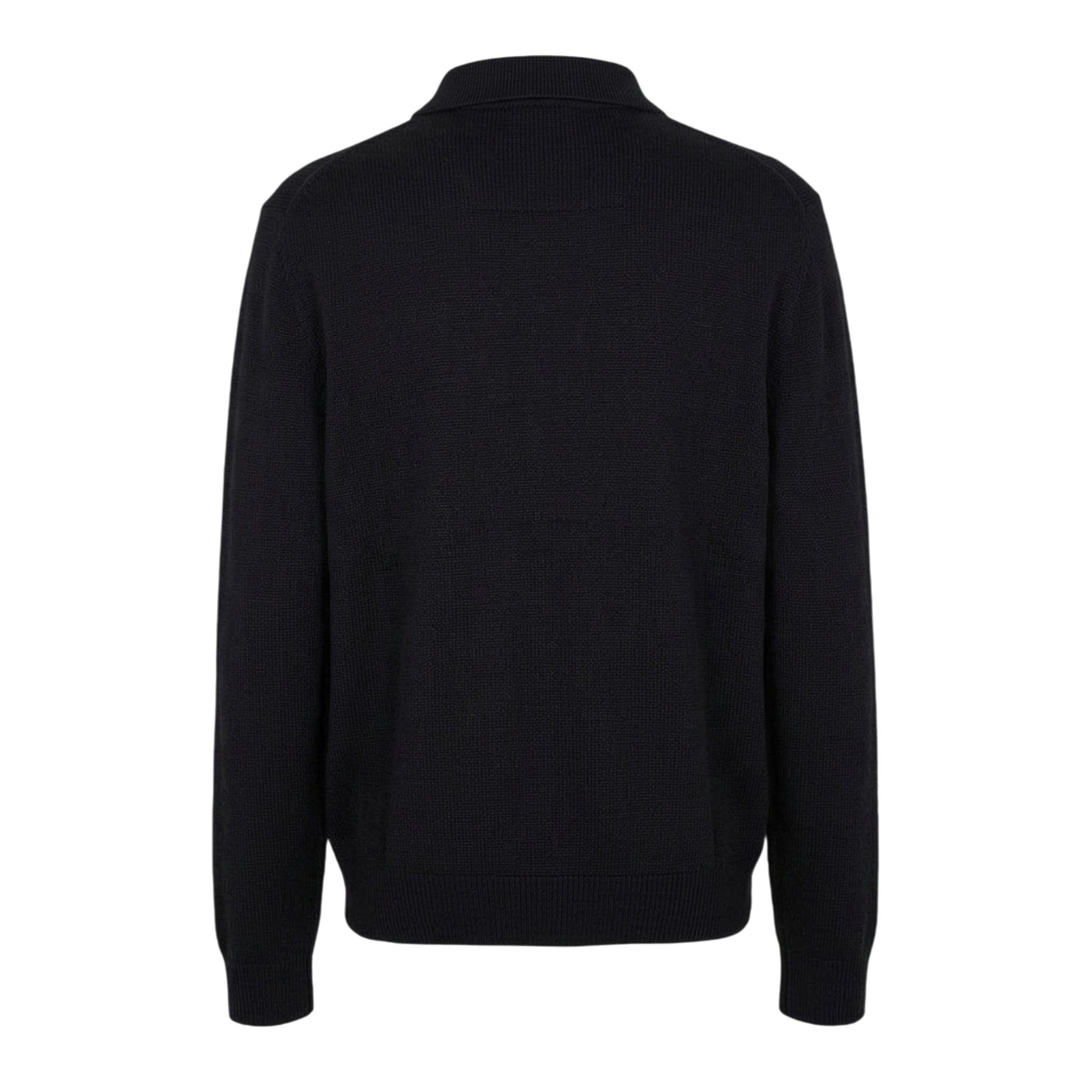 Black - Back - Armani Exchange Mens Knitted Long-Sleeved Polo Shirt