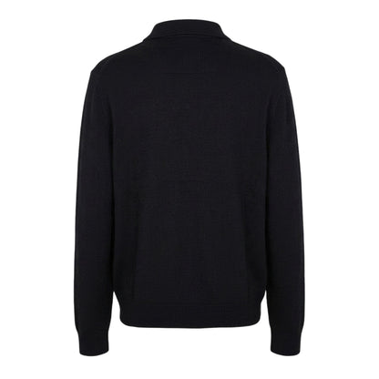 Black - Back - Armani Exchange Mens Knitted Long-Sleeved Polo Shirt