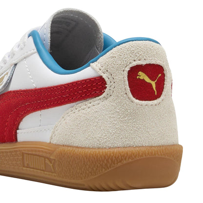 White-Red - Back - Puma Childrens-Kids Palermo Leather Low Cut Flat Trainers