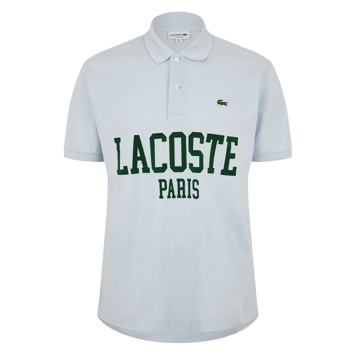Blue - Front - Lacoste Mens Paris Lettering Regular Polo Shirt