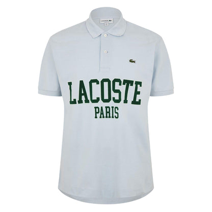Blue - Front - Lacoste Mens Paris Lettering Regular Polo Shirt