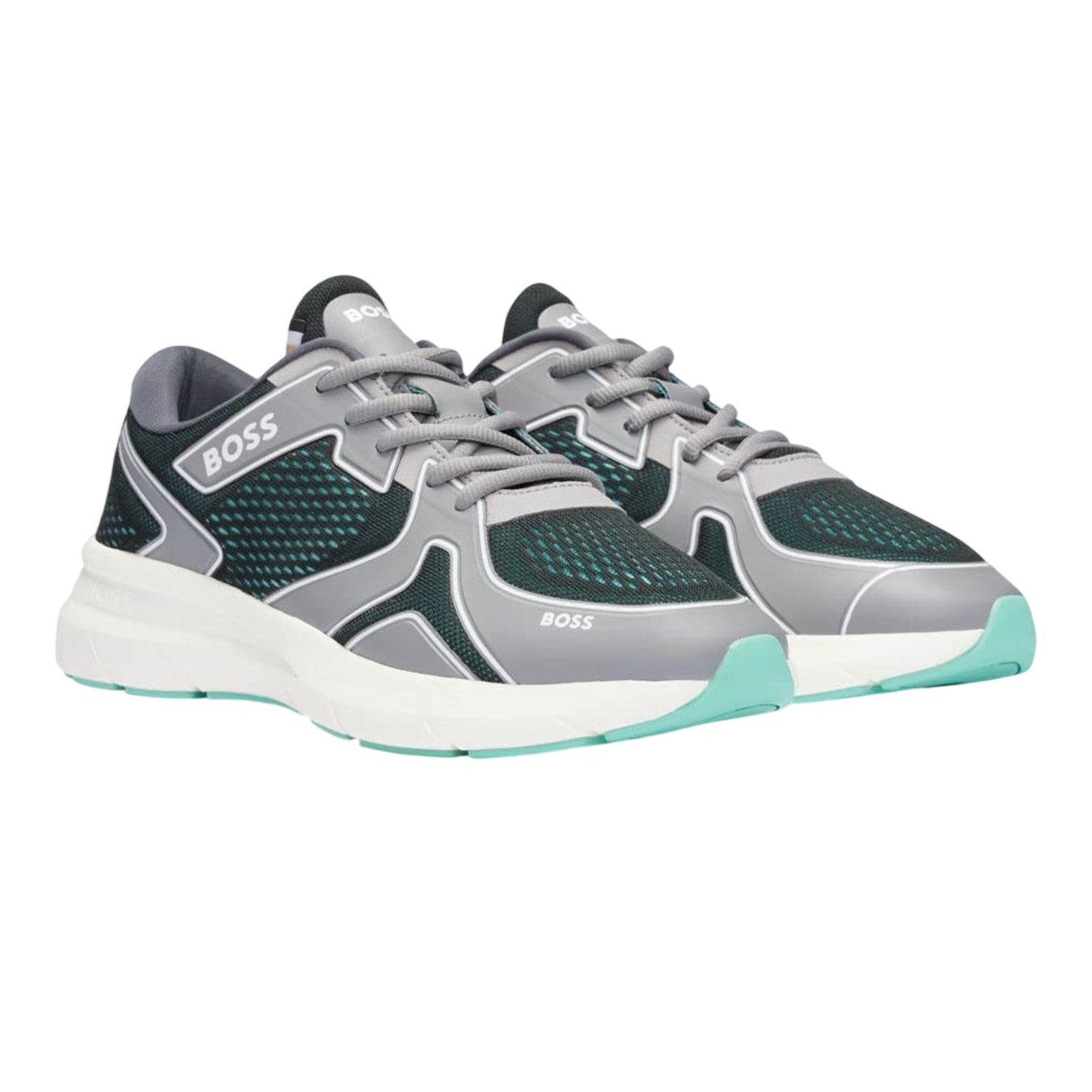 Grey - Front - Boss Mens Owen Trainers