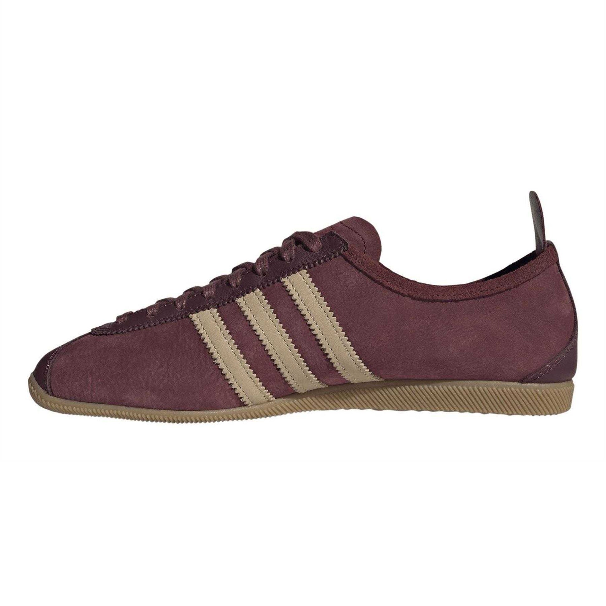 Burgundy - Side - Adidas Mens Originals Japan Decon Leather Low Cut Trainers