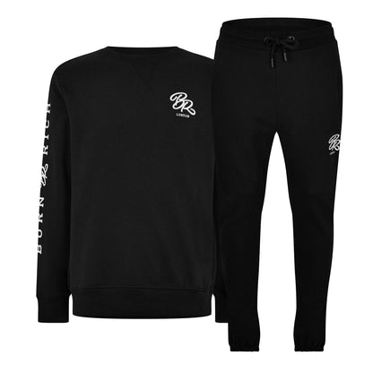 Black - Front - Born Rich Mens Tracksuit