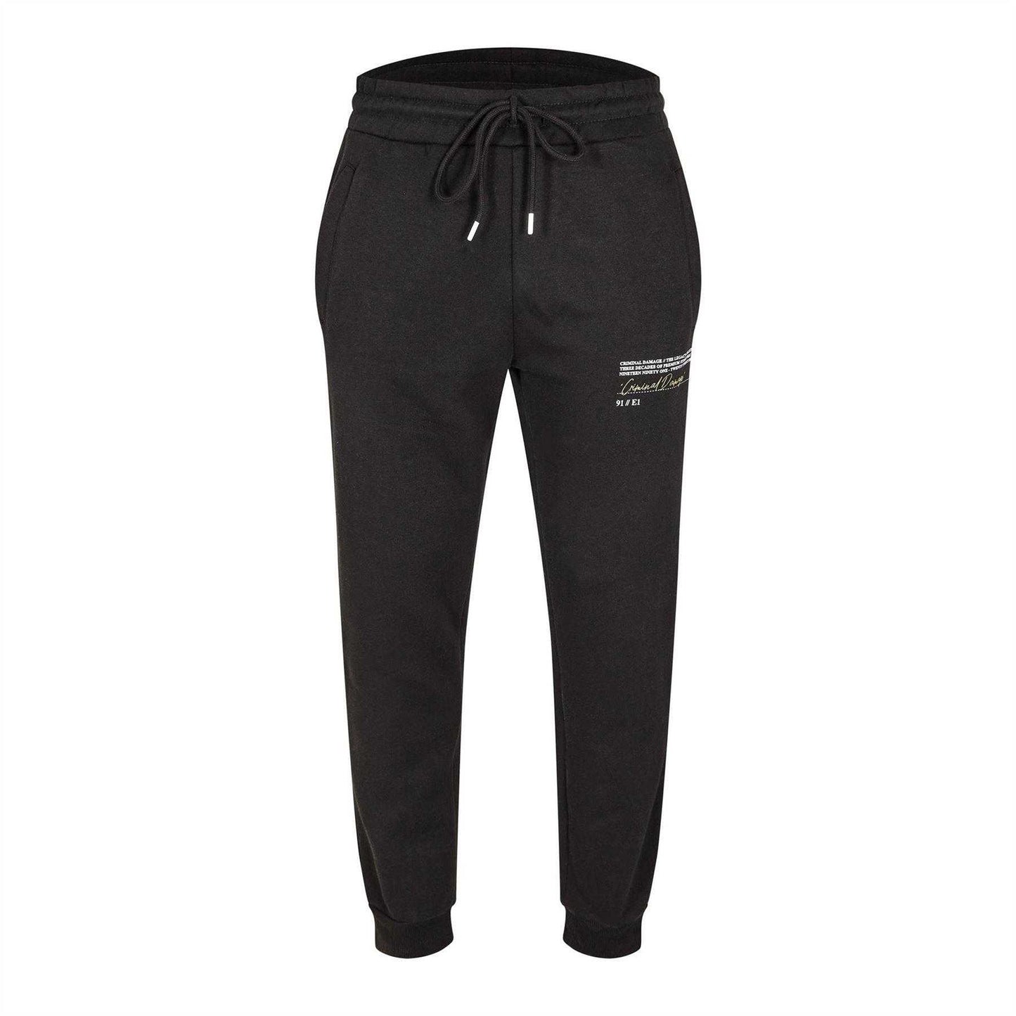 Black - Front - Criminal Damage Mens Legacy Joggers