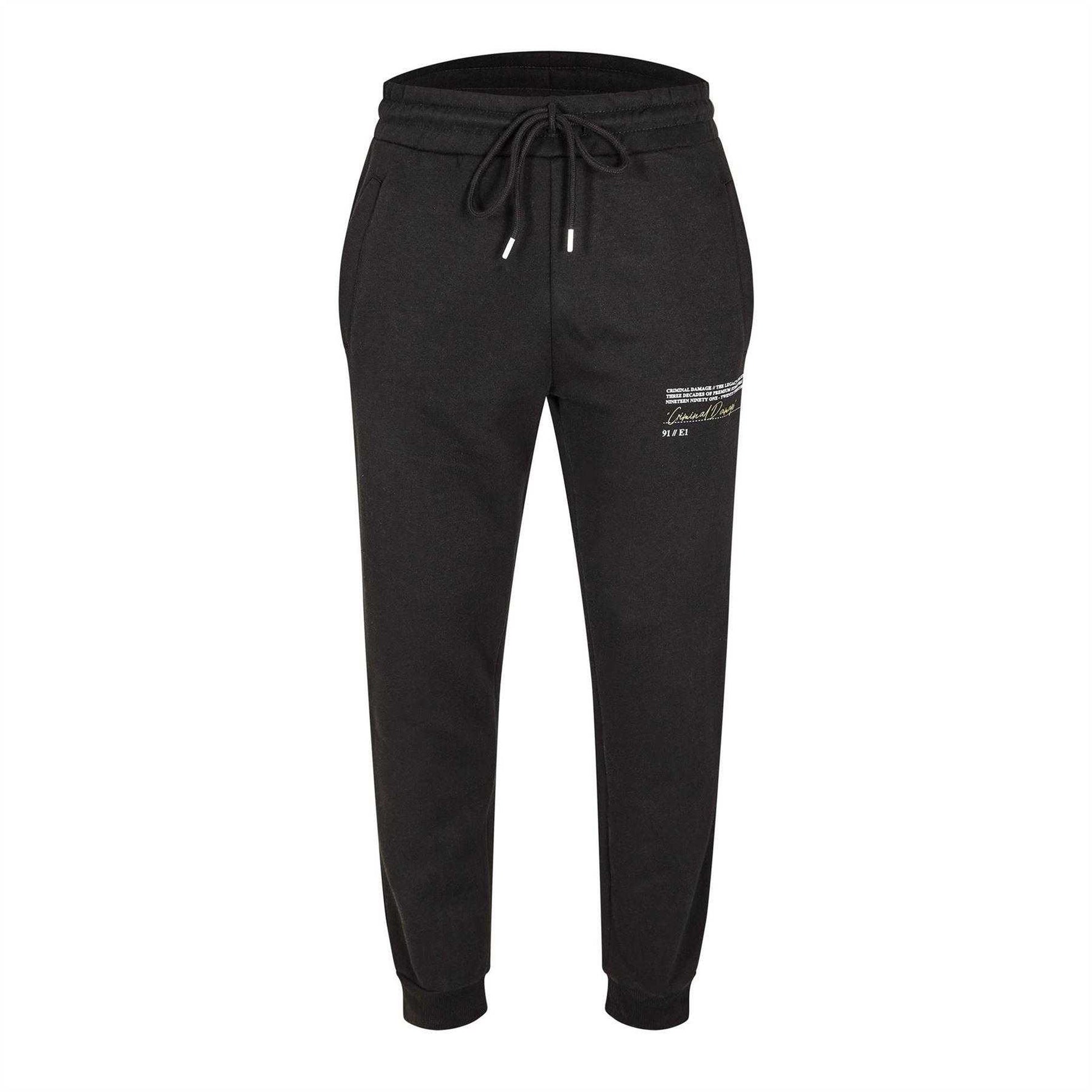 Black - Front - Criminal Damage Mens Legacy Joggers