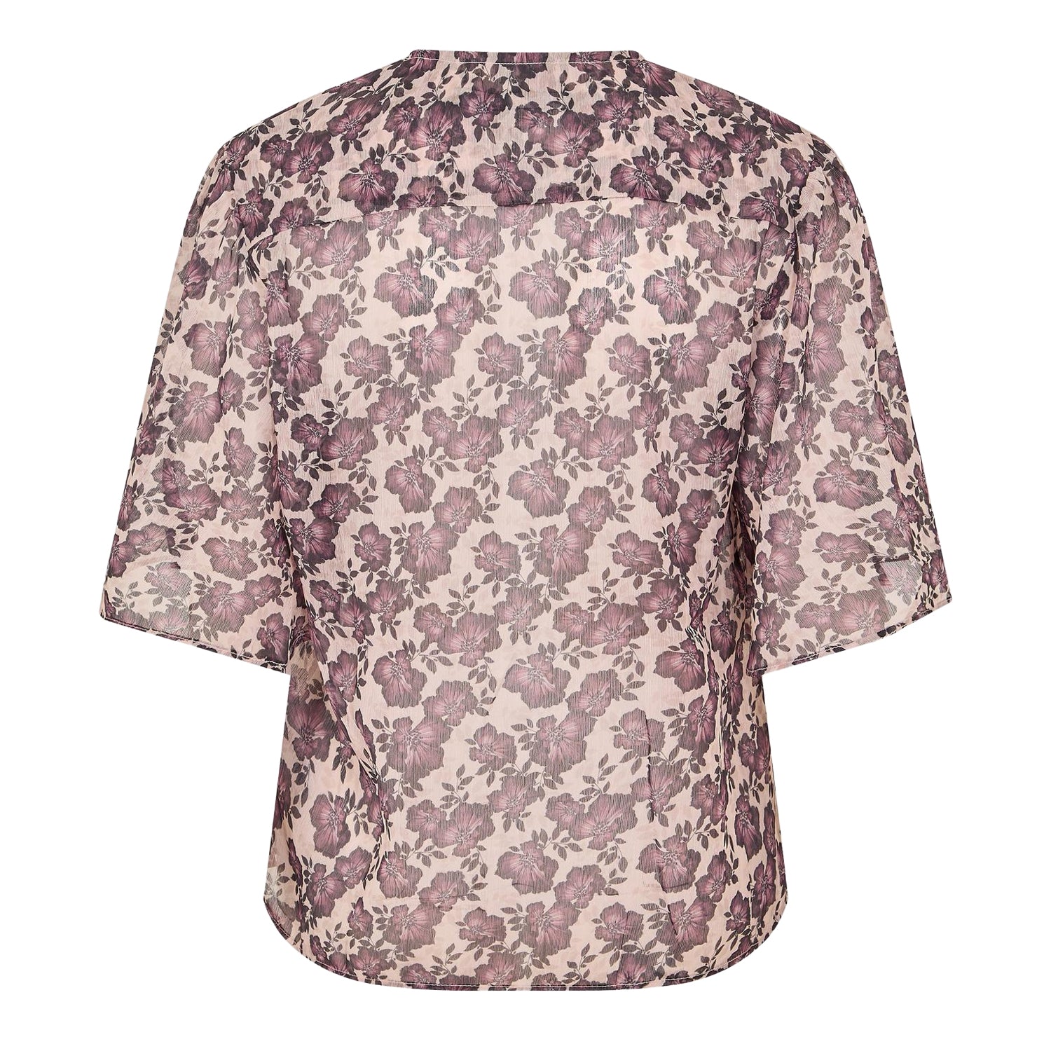Blush Pink - Back - French Connection Womens-Ladies Elysian Floral Tie Neck Puff Sleeve Blouse