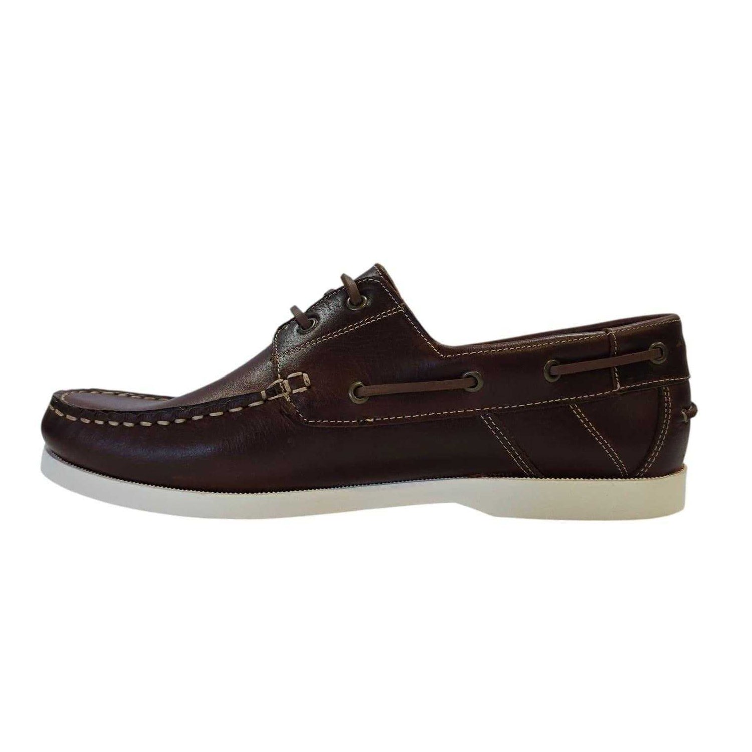 Bordeaux Red - Side - Nicholas Deakins Mens Monteiro Leather Boat Shoes