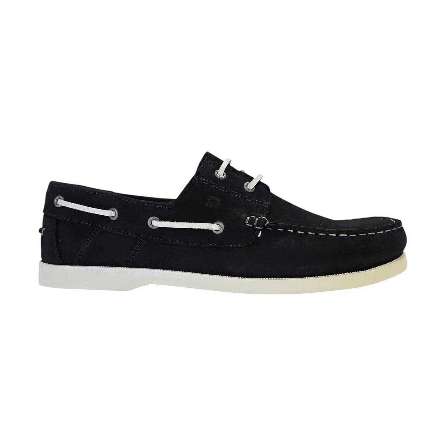Navy - Front - Nicholas Deakins Mens Monteiro Leather Boat Shoes