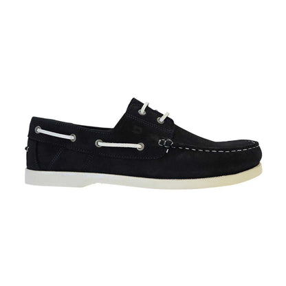 Navy - Front - Nicholas Deakins Mens Monteiro Leather Boat Shoes