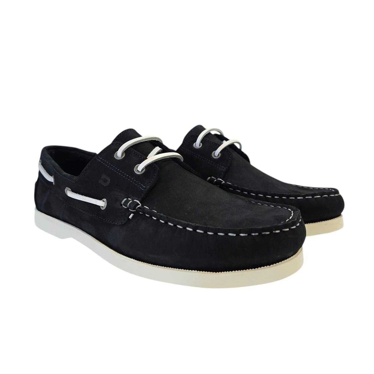Navy - Pack Shot - Nicholas Deakins Mens Monteiro Leather Boat Shoes