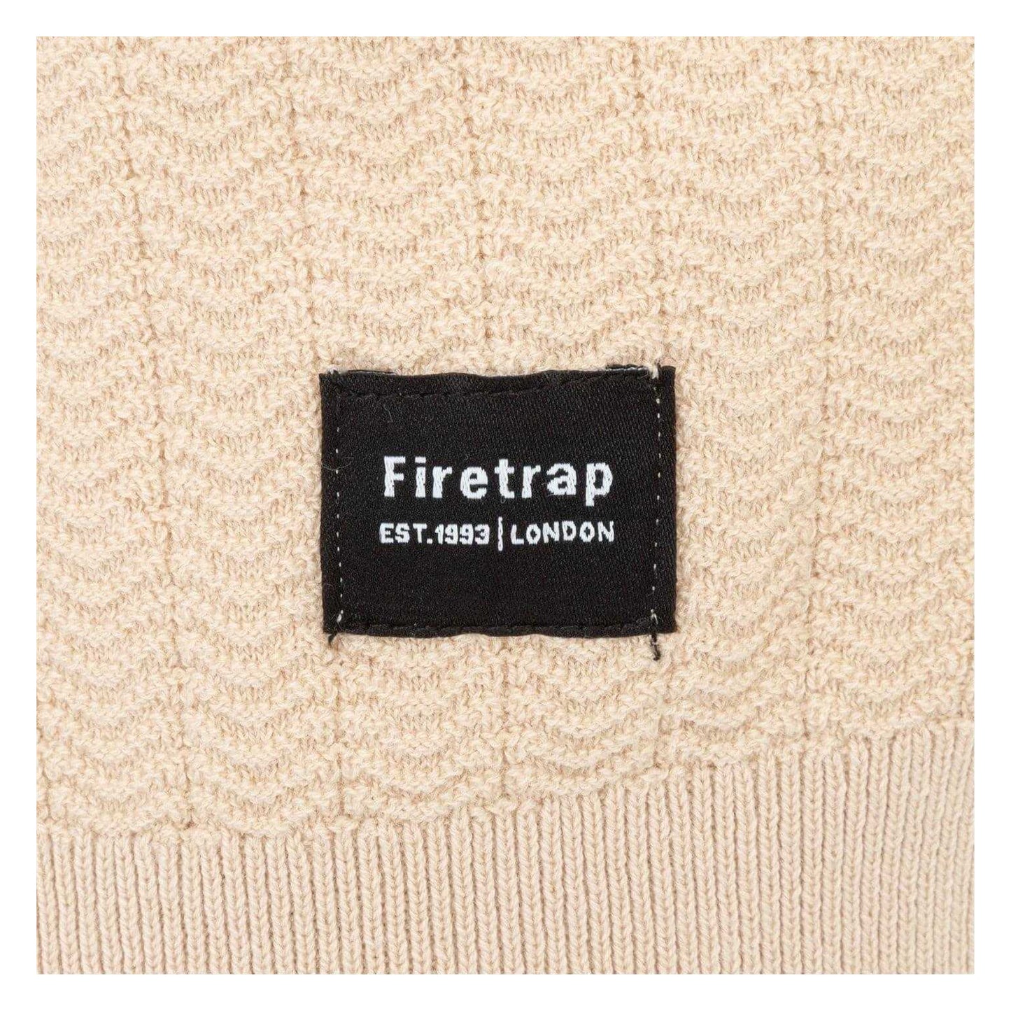 Beige - Lifestyle - Firetrap Mens Knitted Ribbed Quarter Zip Short-Sleeved Polo Shirt