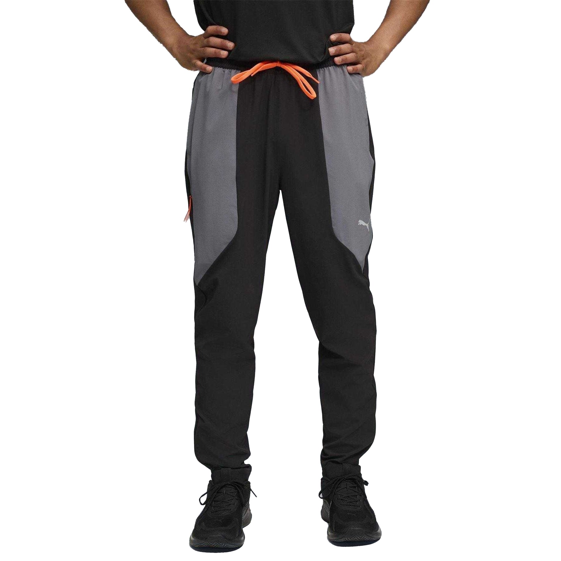 Black-Grey - Side - Puma Mens Flex Woven Joggers