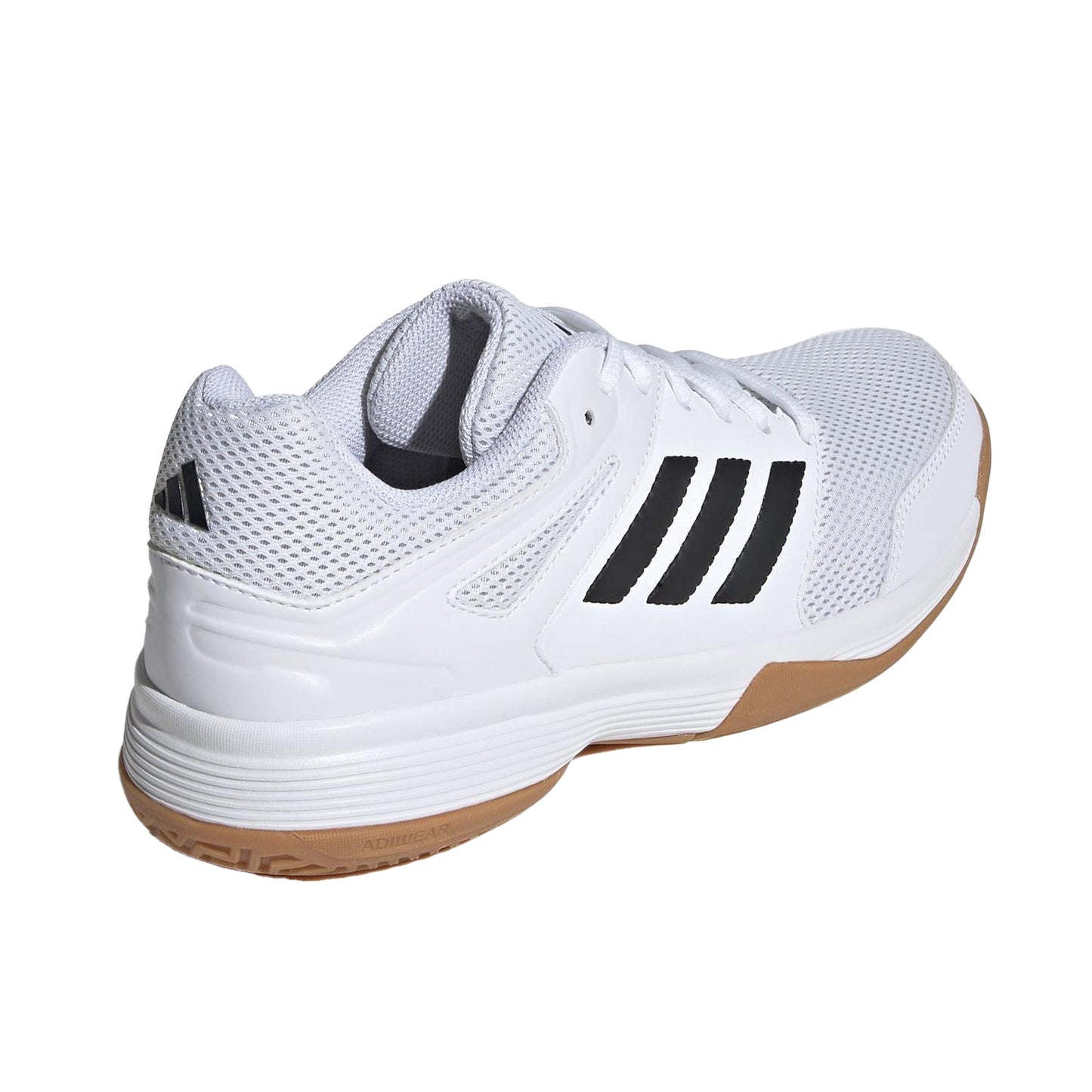 White - Back - Adidas Womens-Ladies Speedcourt 3 Stripes Non Marking Indoor Shoes