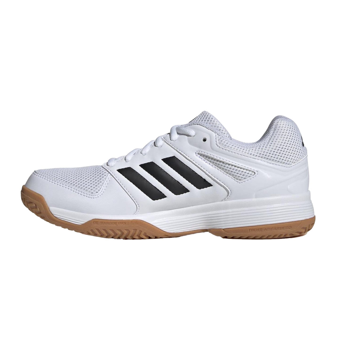 White - Side - Adidas Womens-Ladies Speedcourt 3 Stripes Non Marking Indoor Shoes